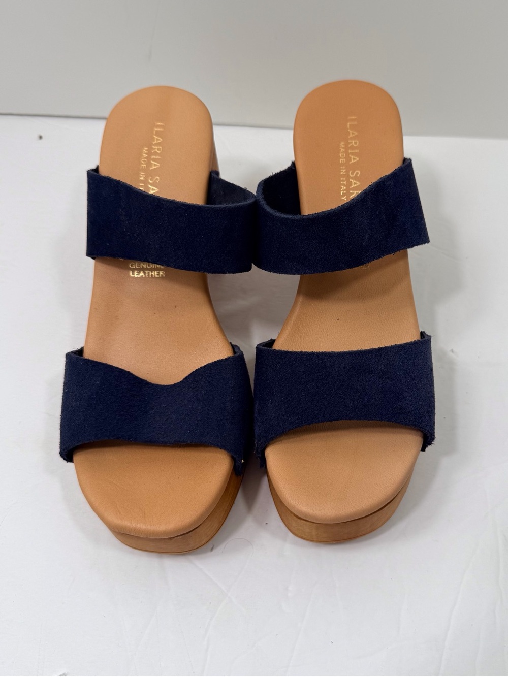 Ilaria Sartori Women’s Navy Suede Platform Clog Mules - Picture 2 of 9